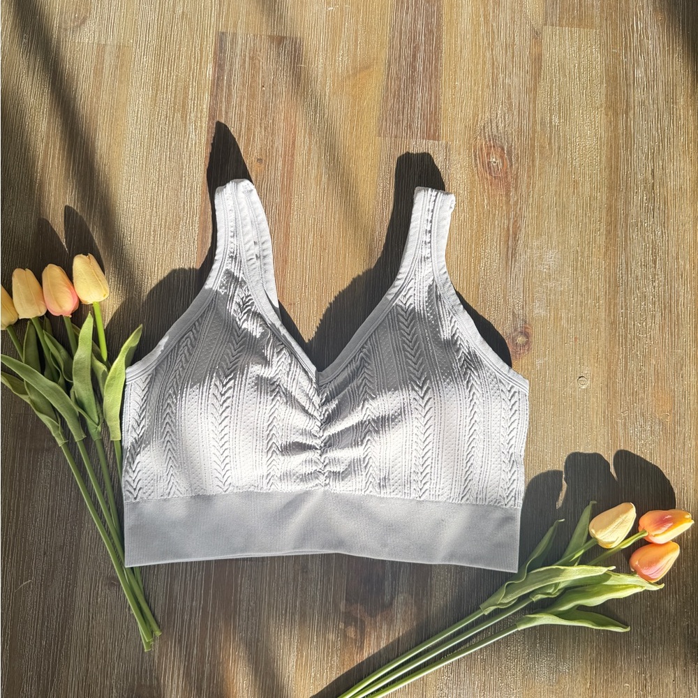 Aerie Textured Light Gray Bra. Size XXL